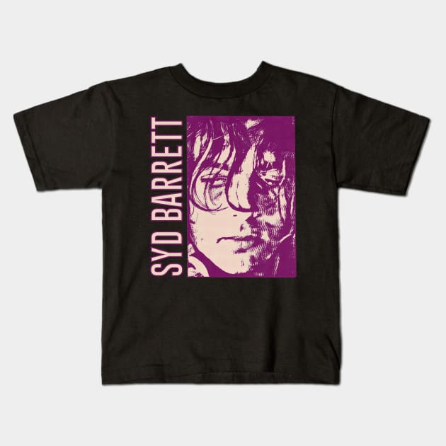 Syd Barrett - - - Original Fan Artwork Design Kids T-Shirt by unknown_pleasures